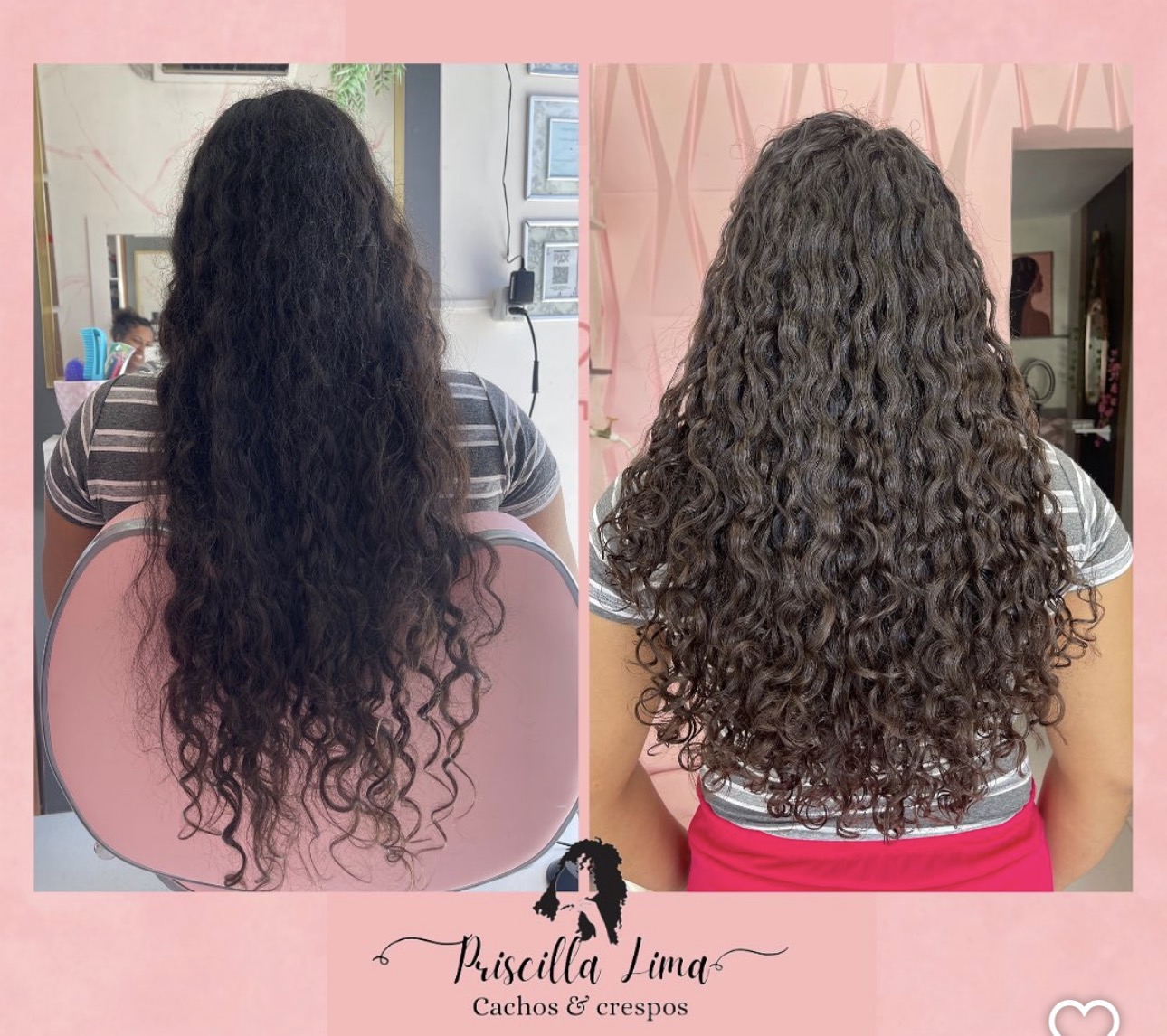 Antes e depois de Corte para cabelo crespo — curvatura preservada, leveza na forma